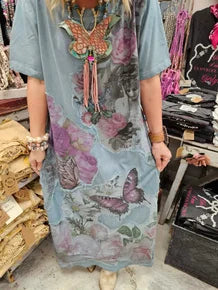FINAL SALE A Rare Bird- Butterfly T-Shirt Dress