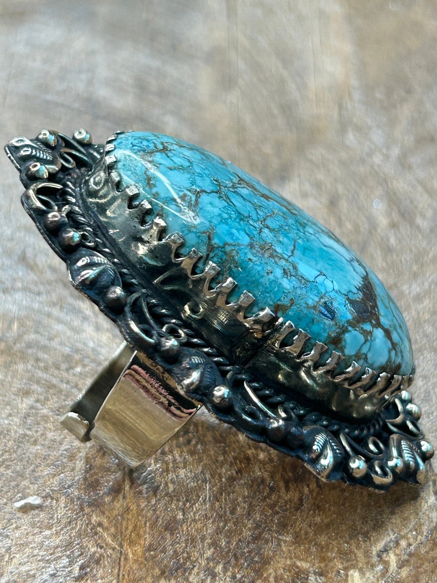 German Silver Light Blue Turquoise Ring C