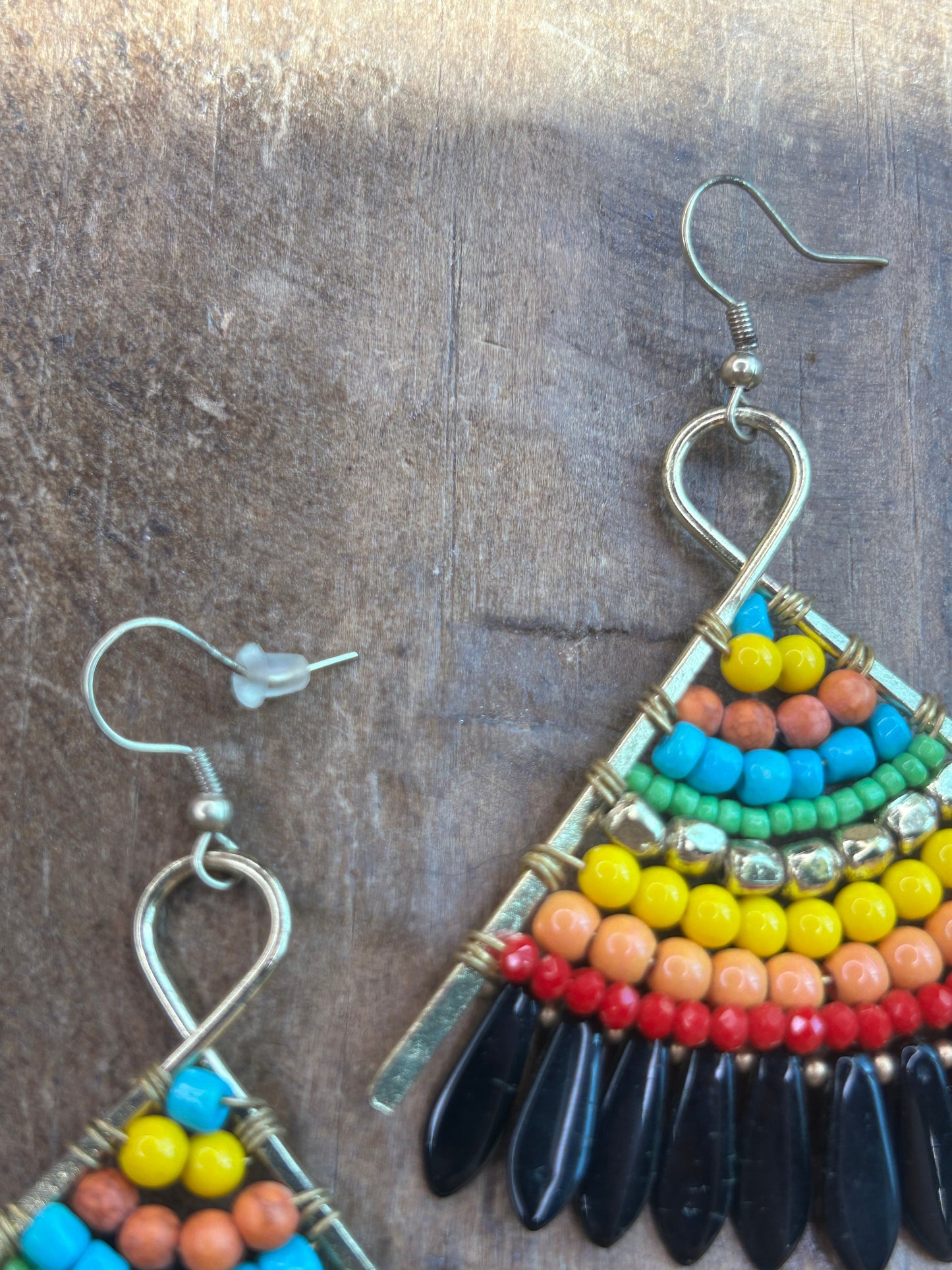 Boho Beaded Teepee Earrings