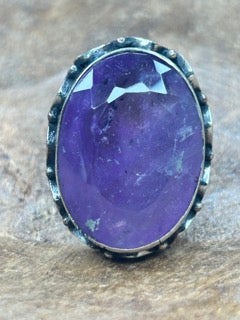 German Silver Vintage Oval Amethyst Ring