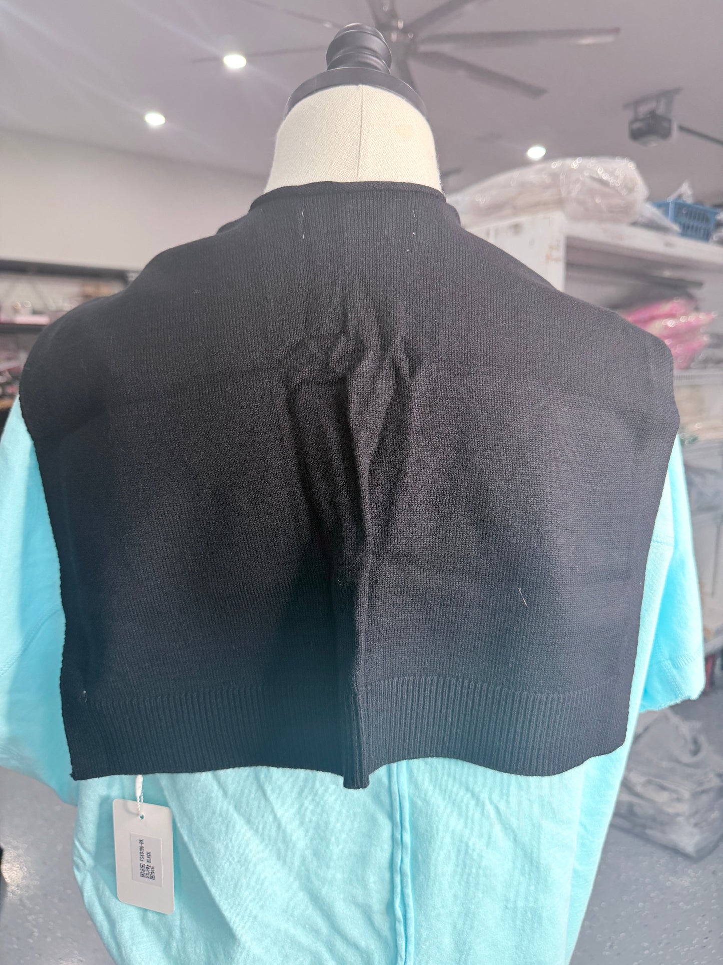 Preppy Mock Sweater Wrap (Black)