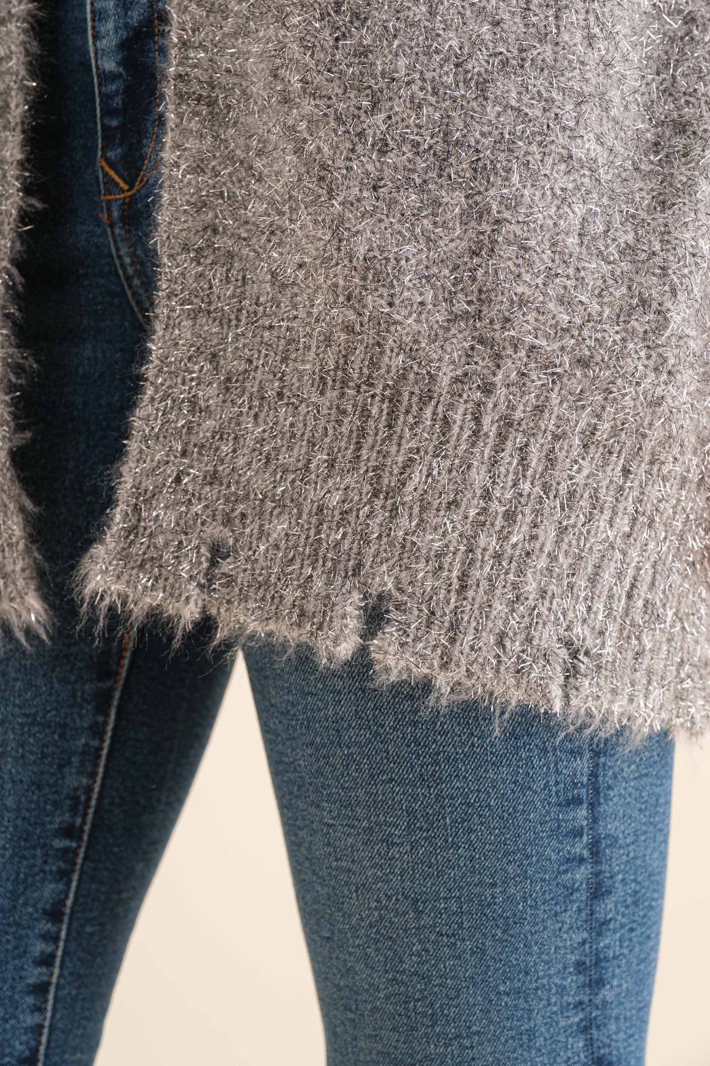 Fuzzy Shimmery Knit Cardigan (Grey) *Final Sale*