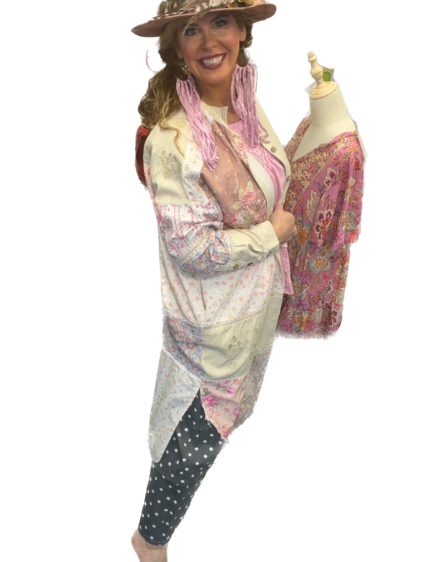 SALE Oli & Hali- Washed Multi Print Long Top (Mauve) *Final Sale*