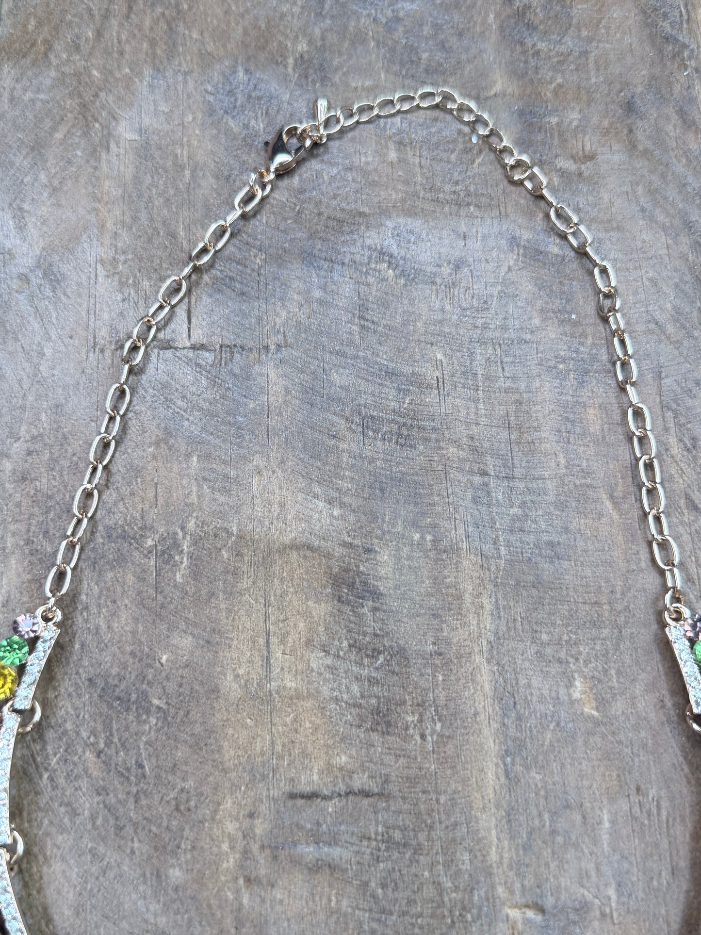 Multi Color Teardrop Crystal Evening Necklace