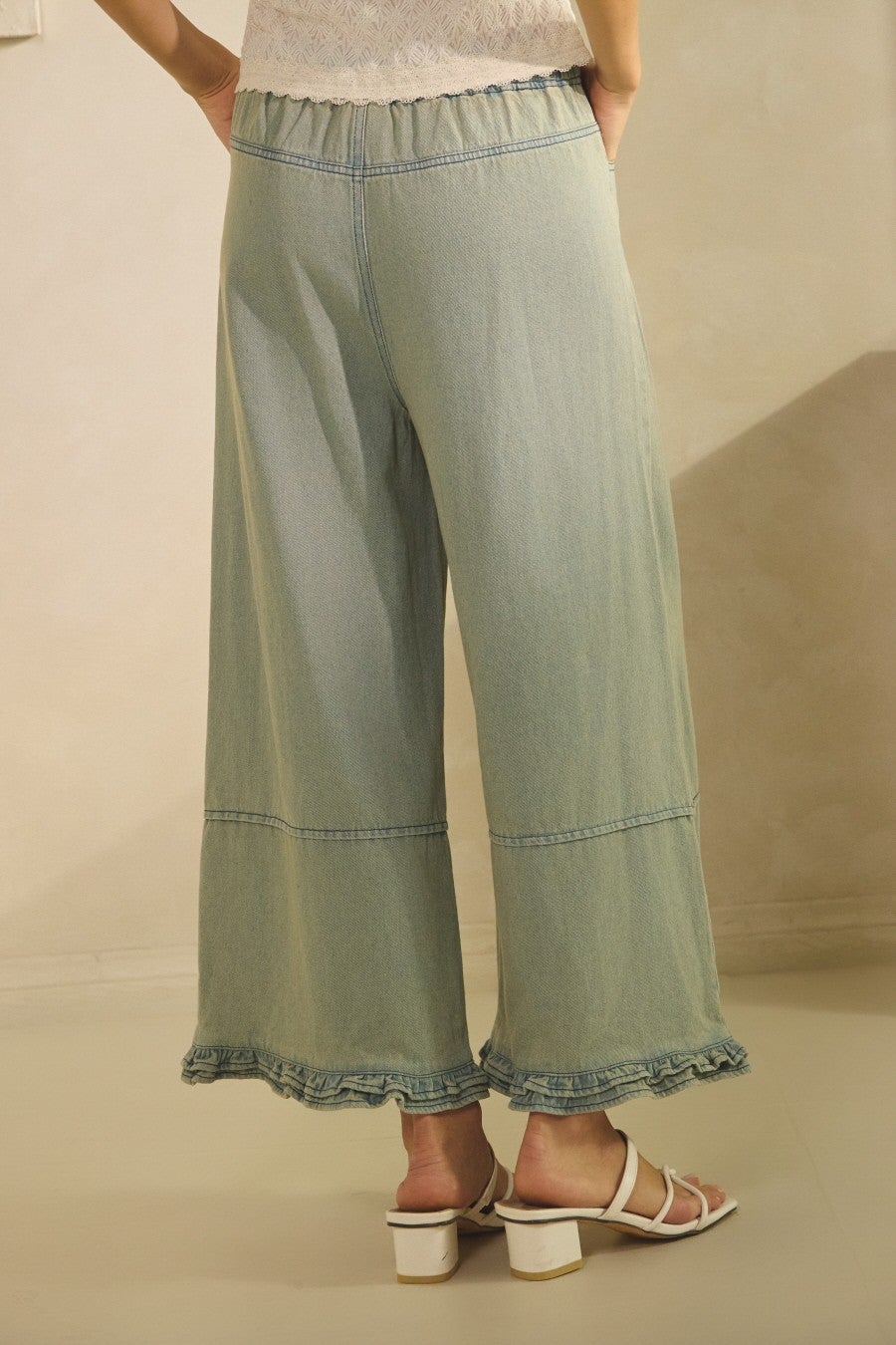 Oddi- Wide Leg Denim Pants (Chambray)