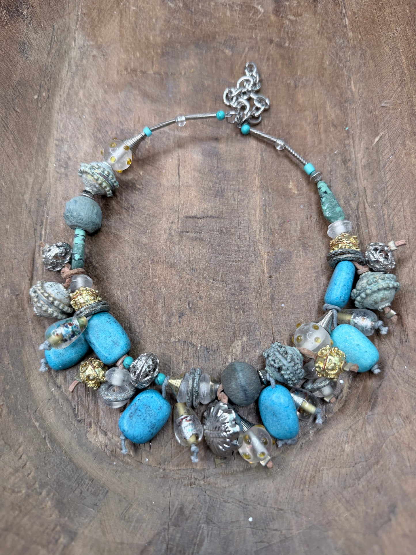 Lost & Found- Turquoise and Gold Collar Necklace