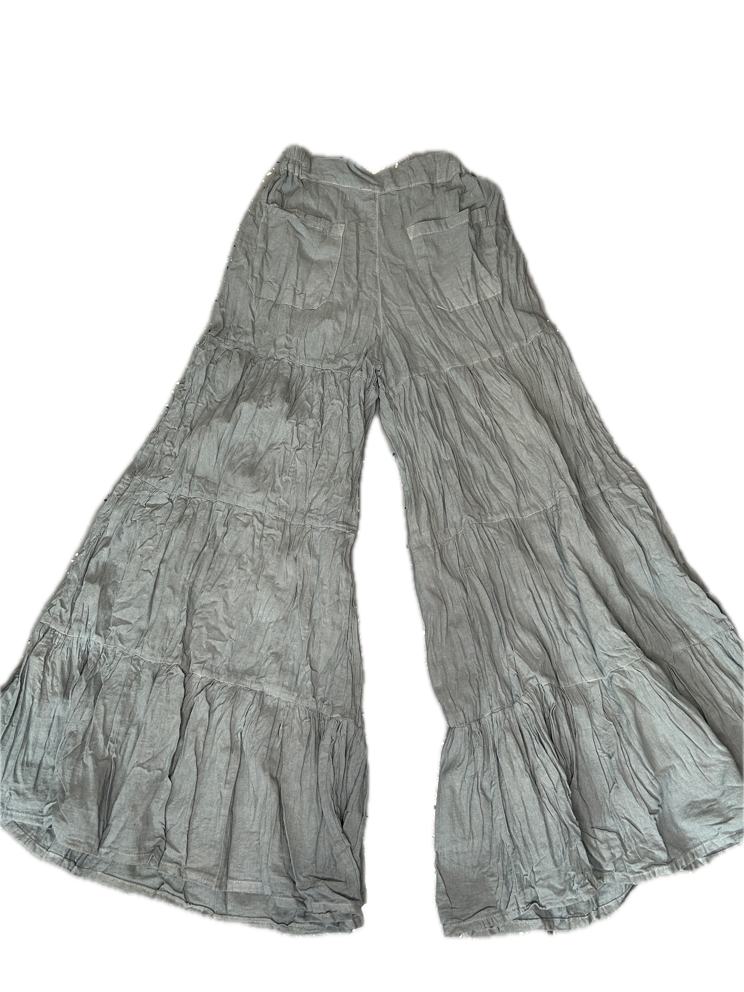 Tiered Cotton Pants (Aqua Grey)