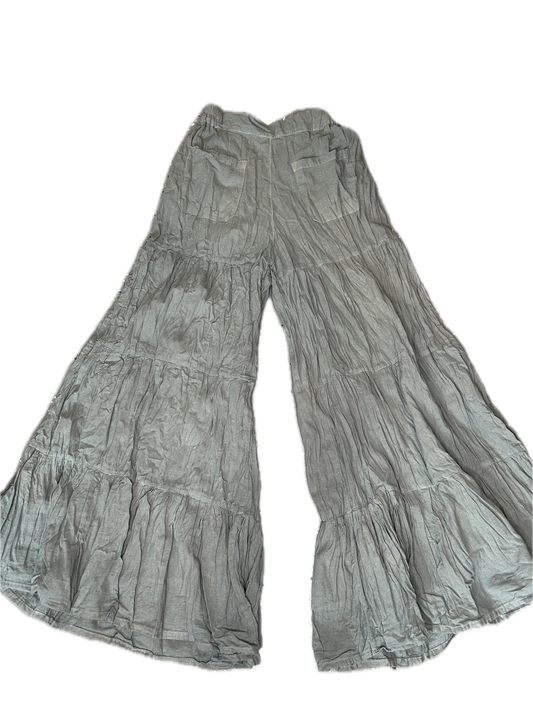 Tiered Cotton Pants (Aqua Grey)