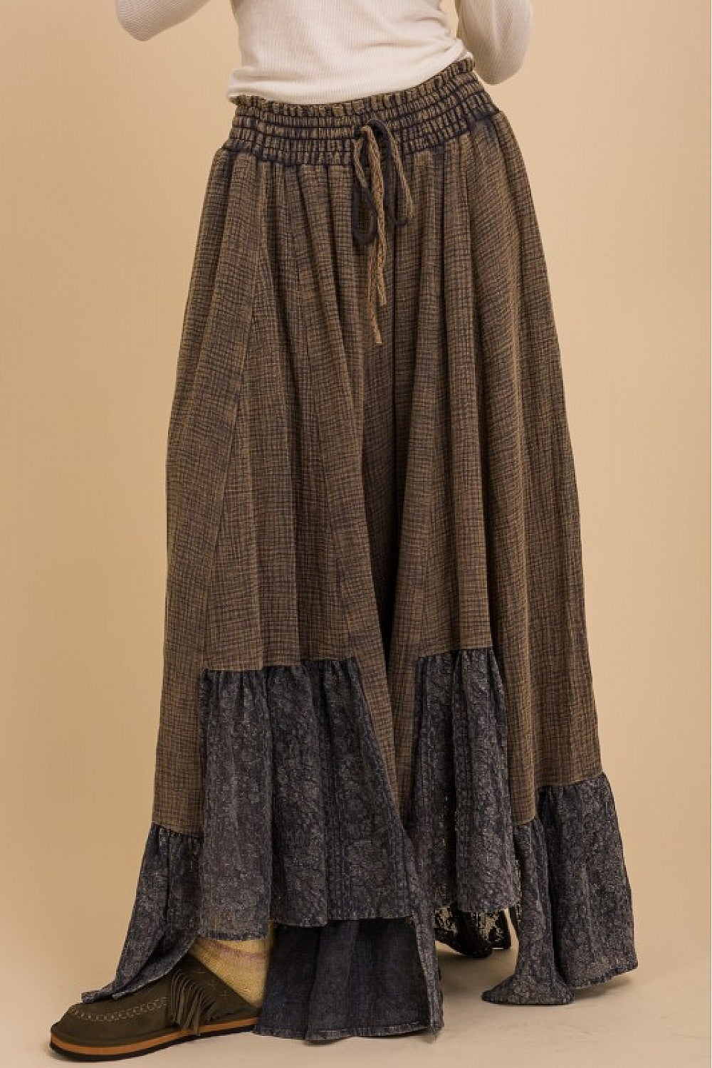 SALE Bluevelvet- Lace Bottom Double Gauze Pants (Navy) *Final Sale*