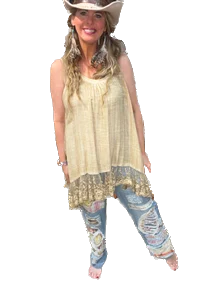 Paper Lace- Lace Tank (Tea Dye)