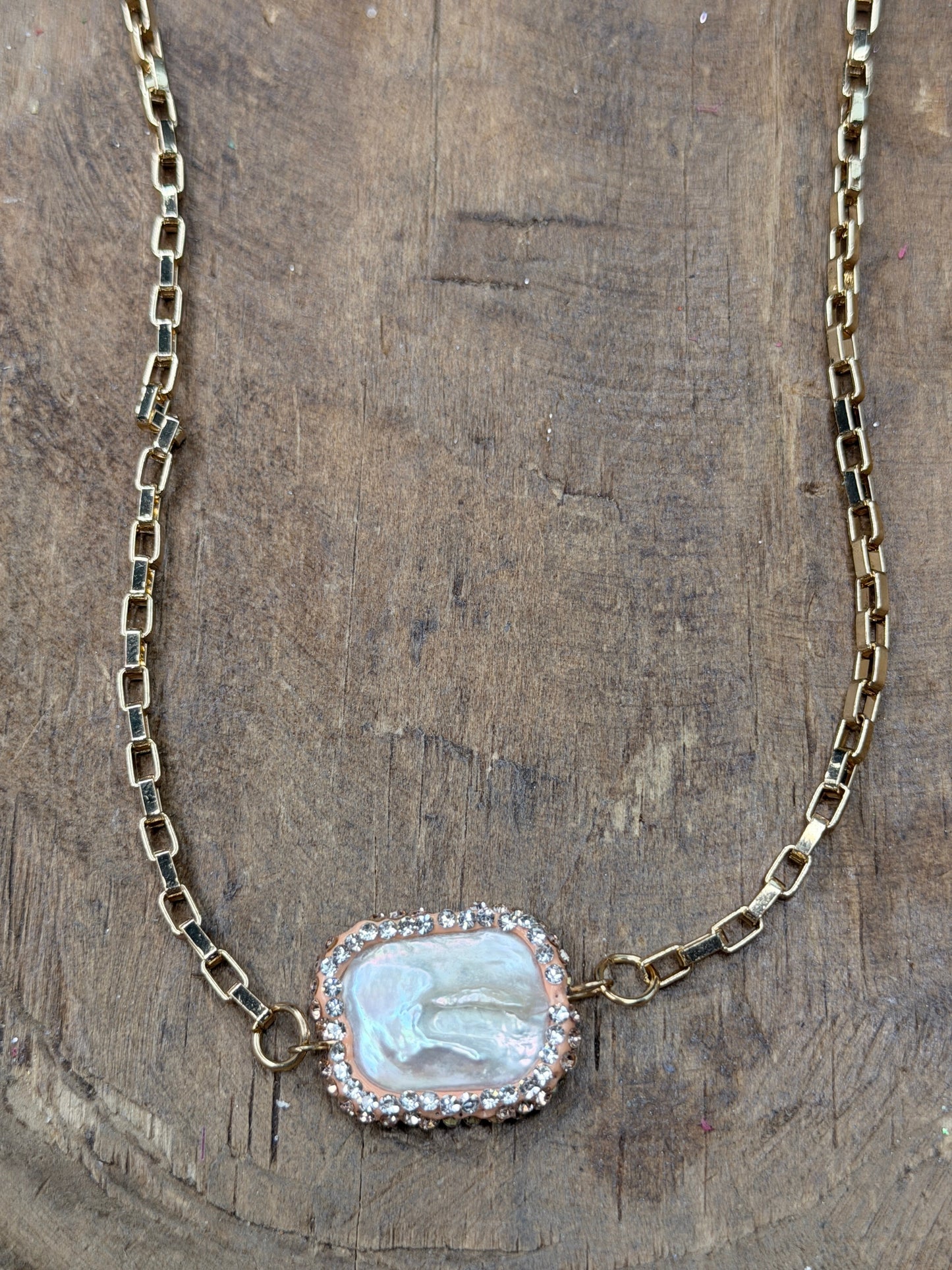Lost & Found- Dainty Pearl and Rhinestone Necklace