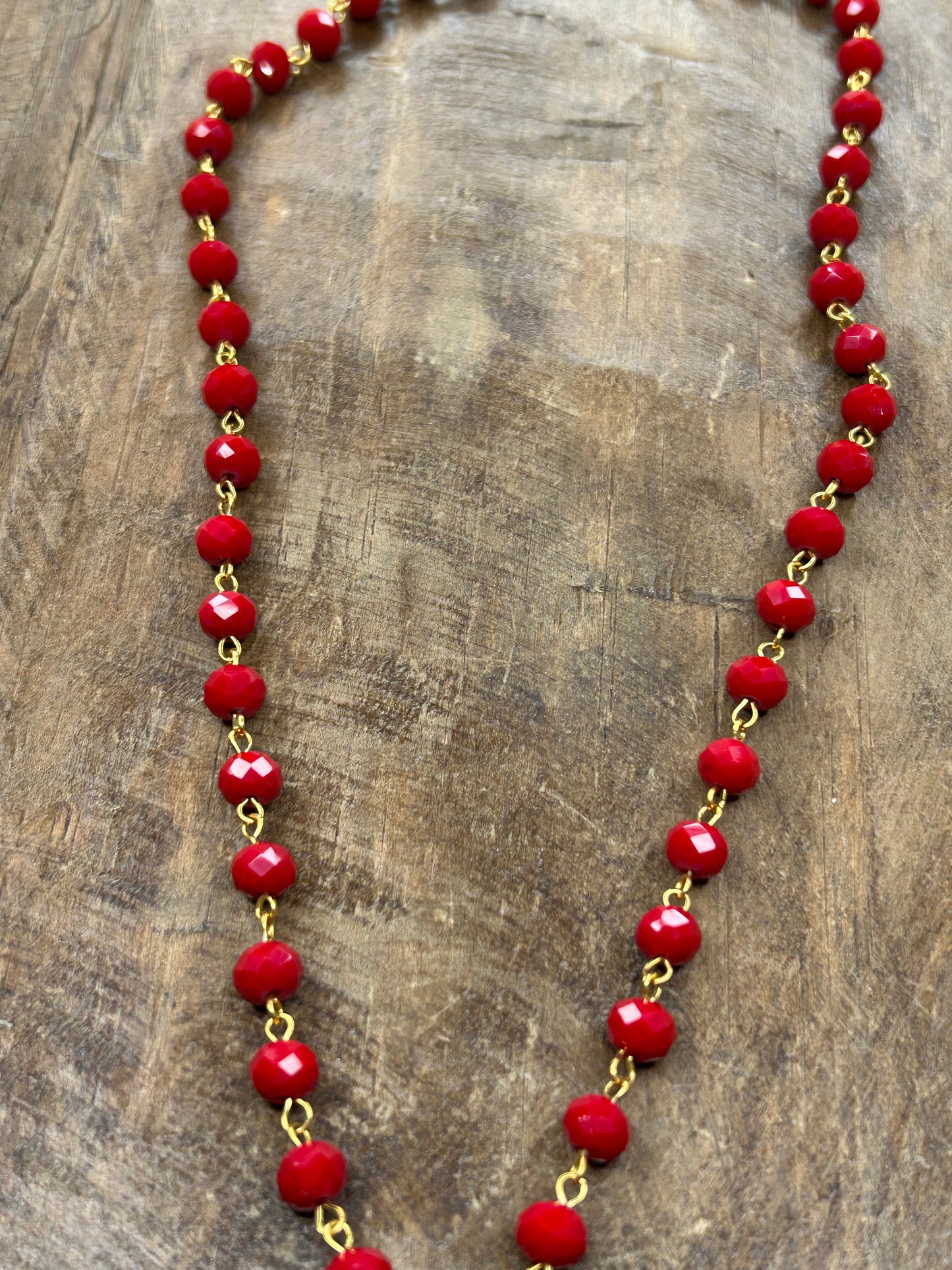 Red Rhinestone Heart Necklace A