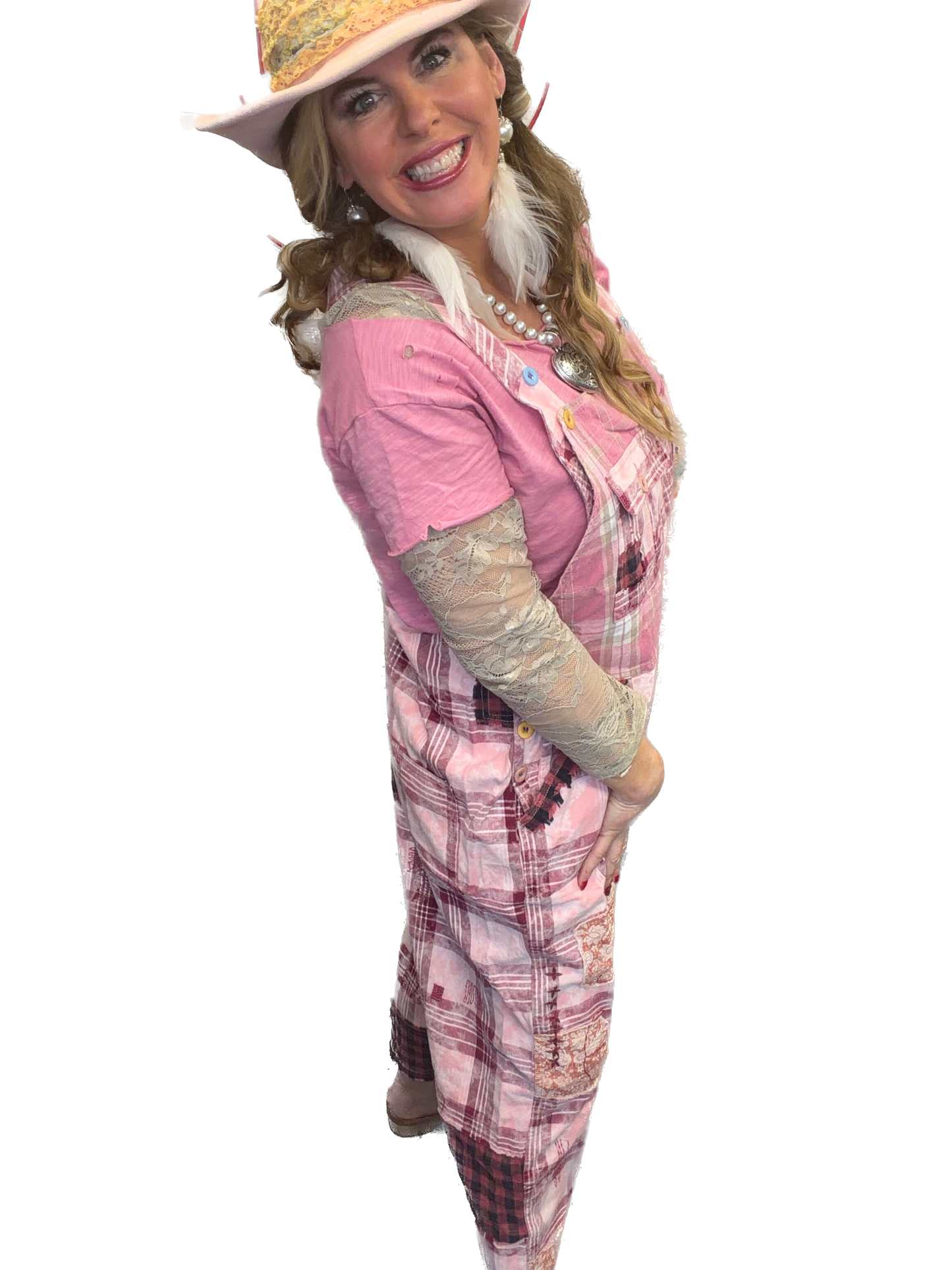 SALE BlueVelvet-Patchwork Jumpsuit (Pink) *Final Sale*