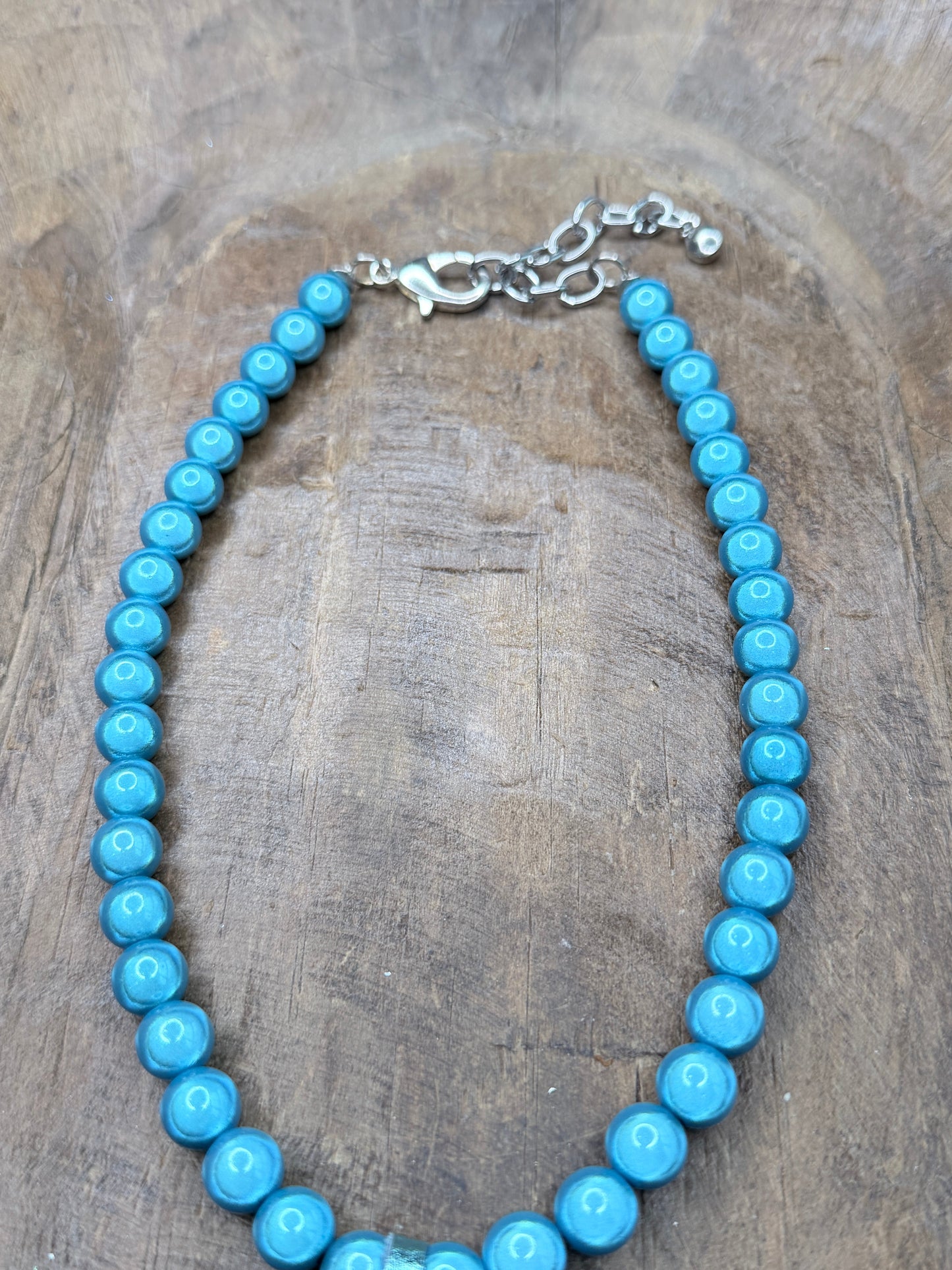 Sandra Ling Designs- Blue Miracle Bead Rhinestone Necklace