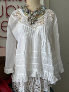 FINAL SALE!  Paper Lace Embroidered 2-Piece Top (White)