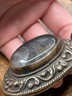 Tibetan Silver Tourmaline Quartz Necklace B