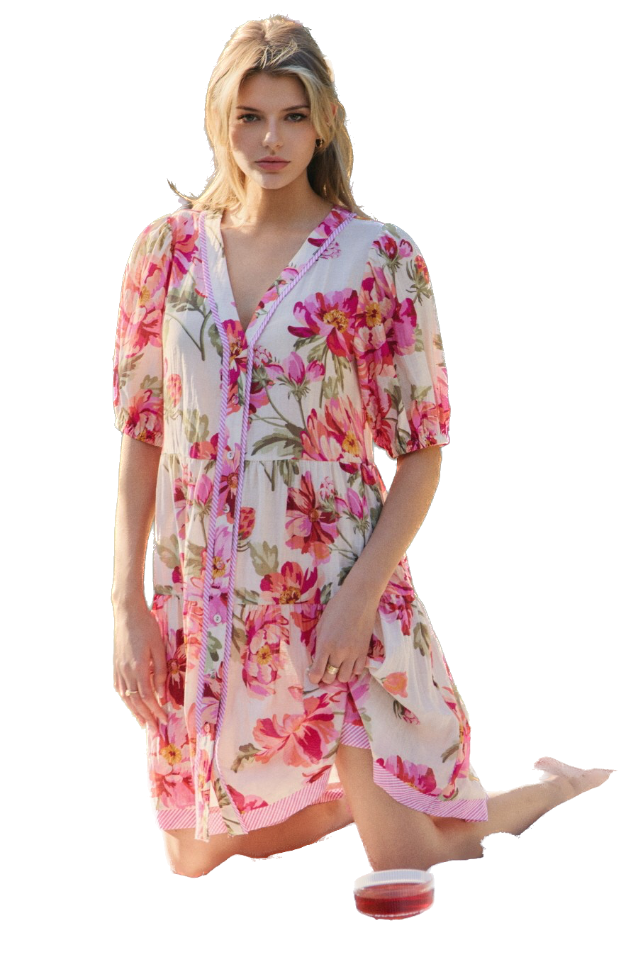 Oddi- Floral Printed Baby Doll Dress (Linen Multi)