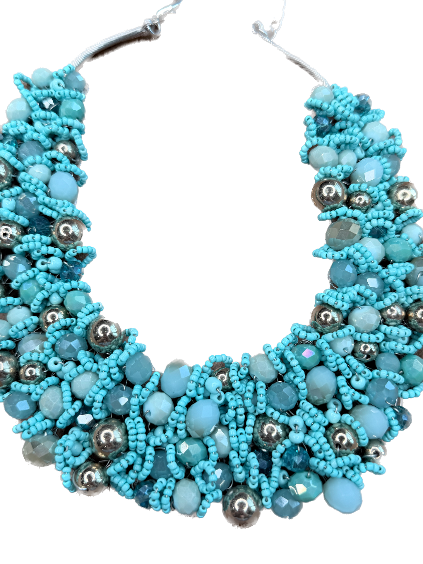 Turquoise Woven Bib Necklace