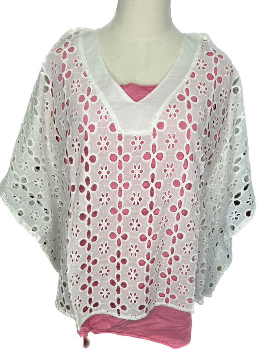 Rhea - Cotton Schiffli Crop Top White *Final Sale*