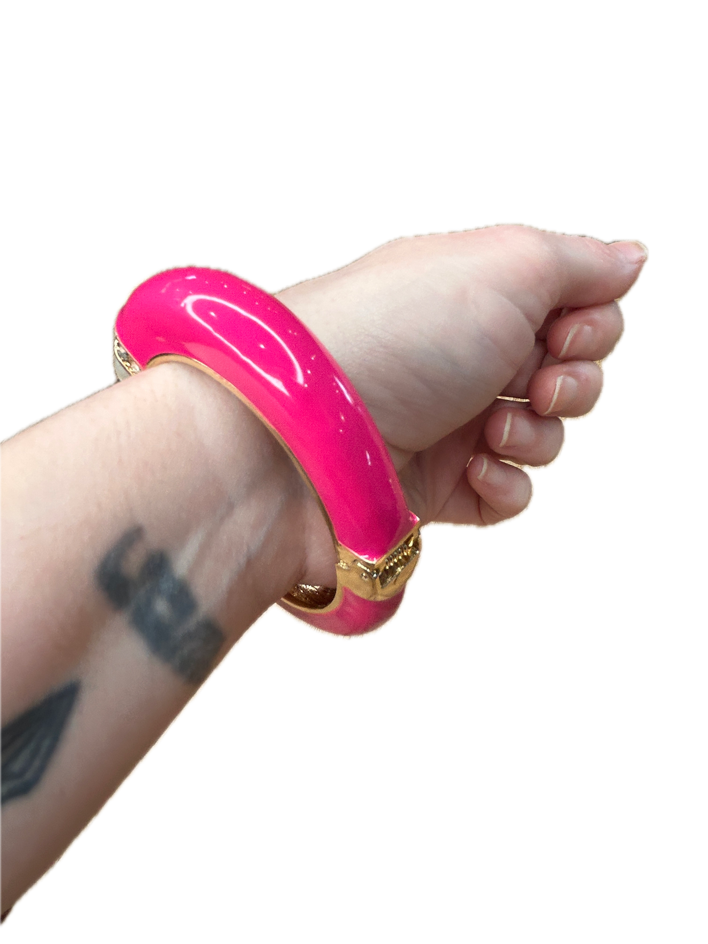 Beautiful Bangle in Dark Pink (Pearl, Gold and Rhinestone accented)