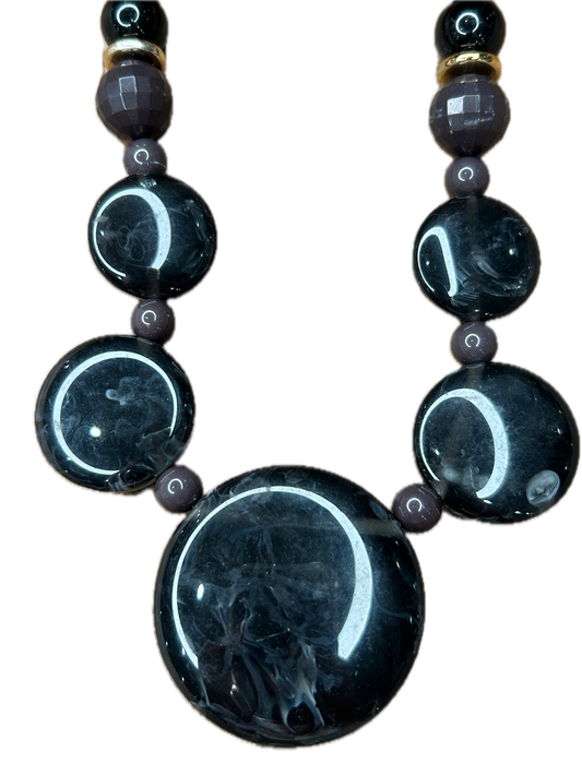 Faux Black Agate Necklace