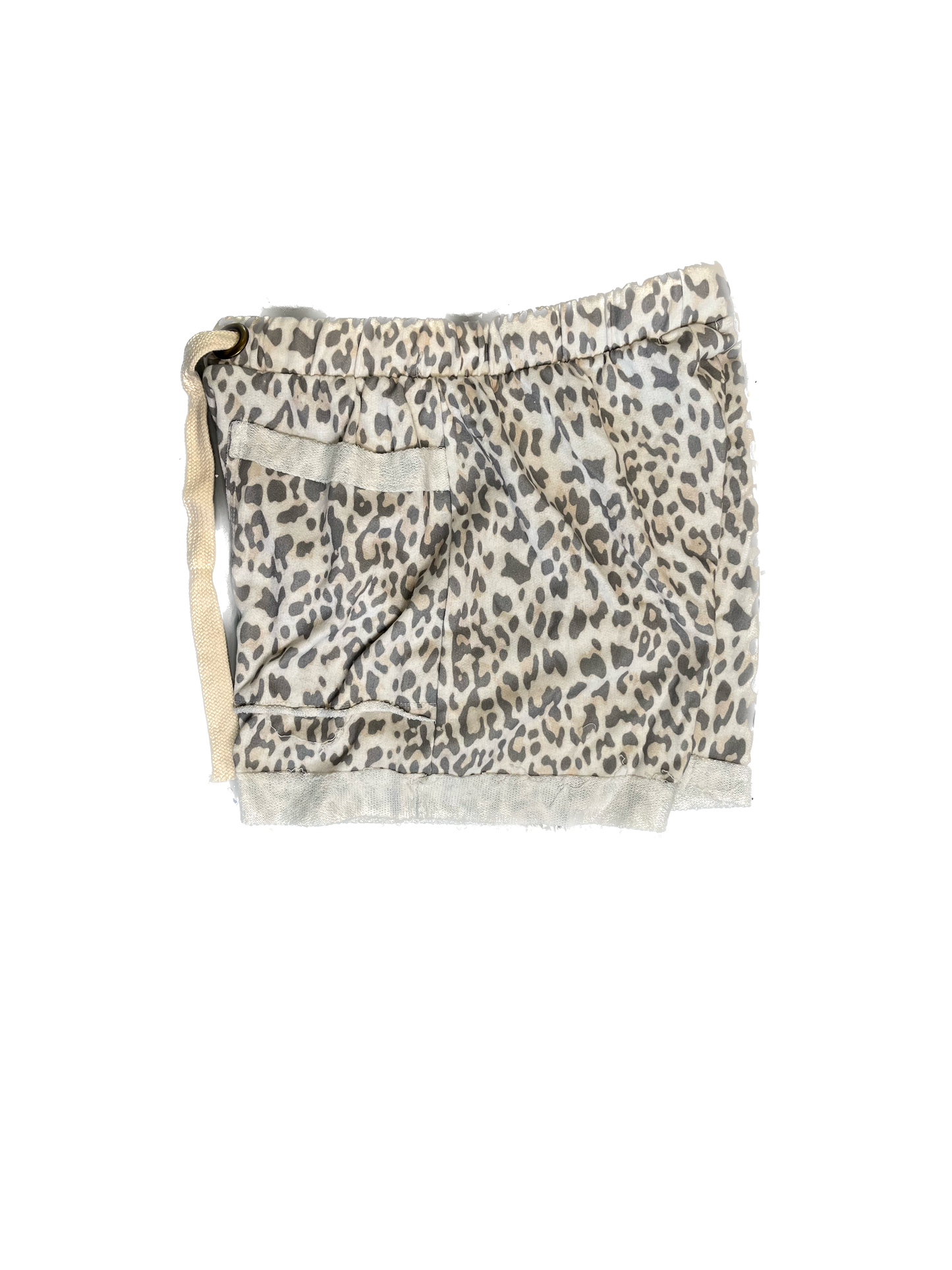 J Her- Mineral Washed Leopard Animal Print Shorts (Cream) *Final Sale*
