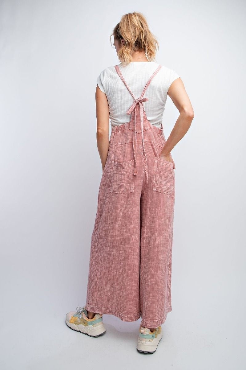 FINAL SALE MINERAL WASH OVERALLS MAUVE