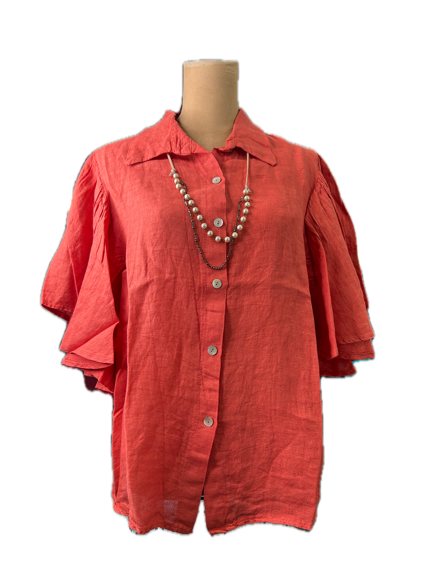 Linen Top - (Coral) *Final Sale*