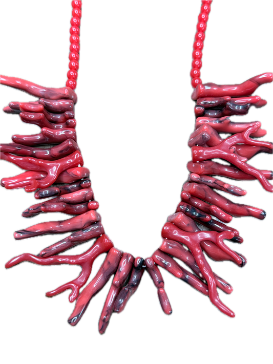 Chunky Faux Coral Collar Necklace