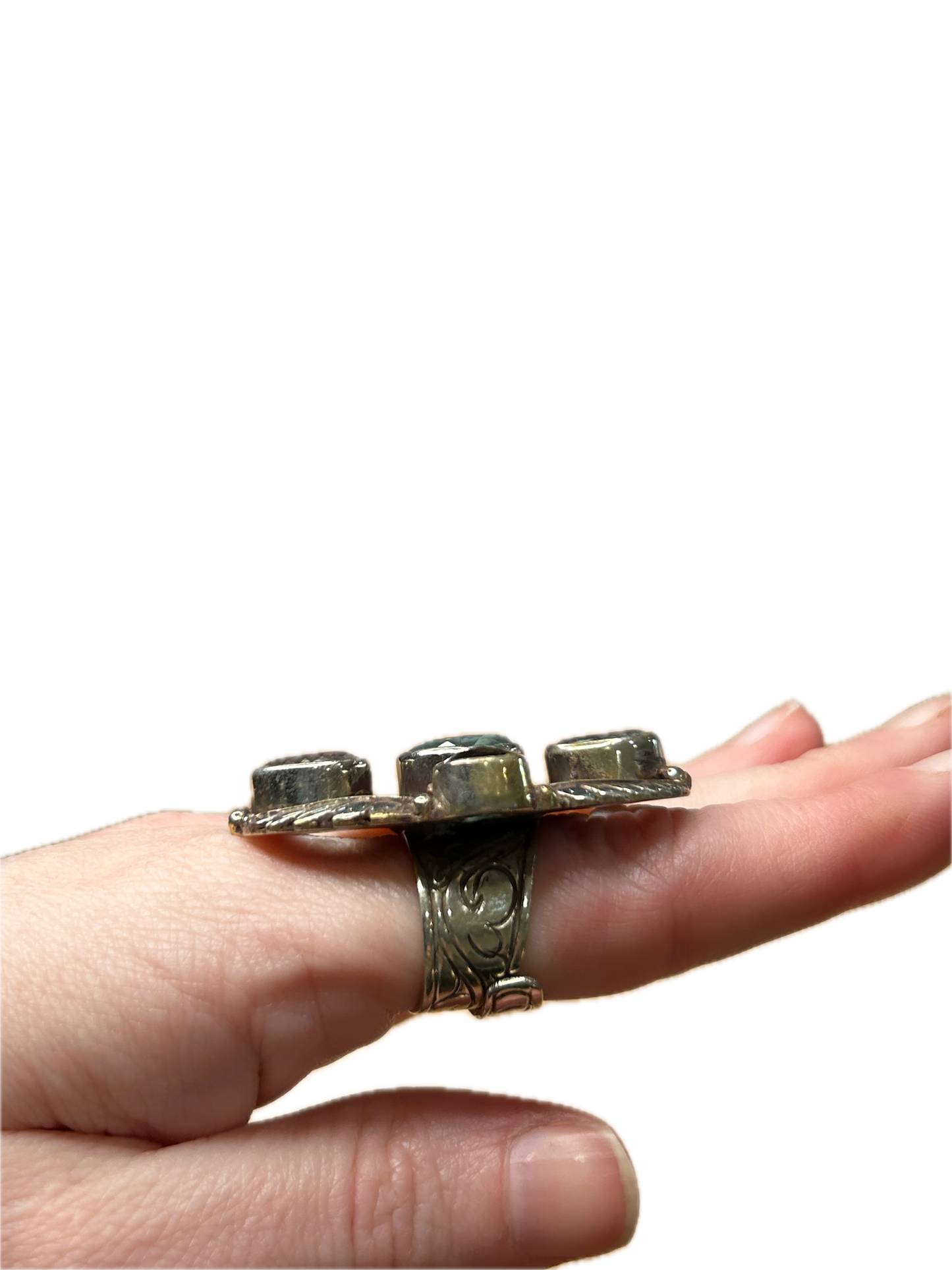 Tibetan Silver and Clear Quartz Multi-Stone Ring