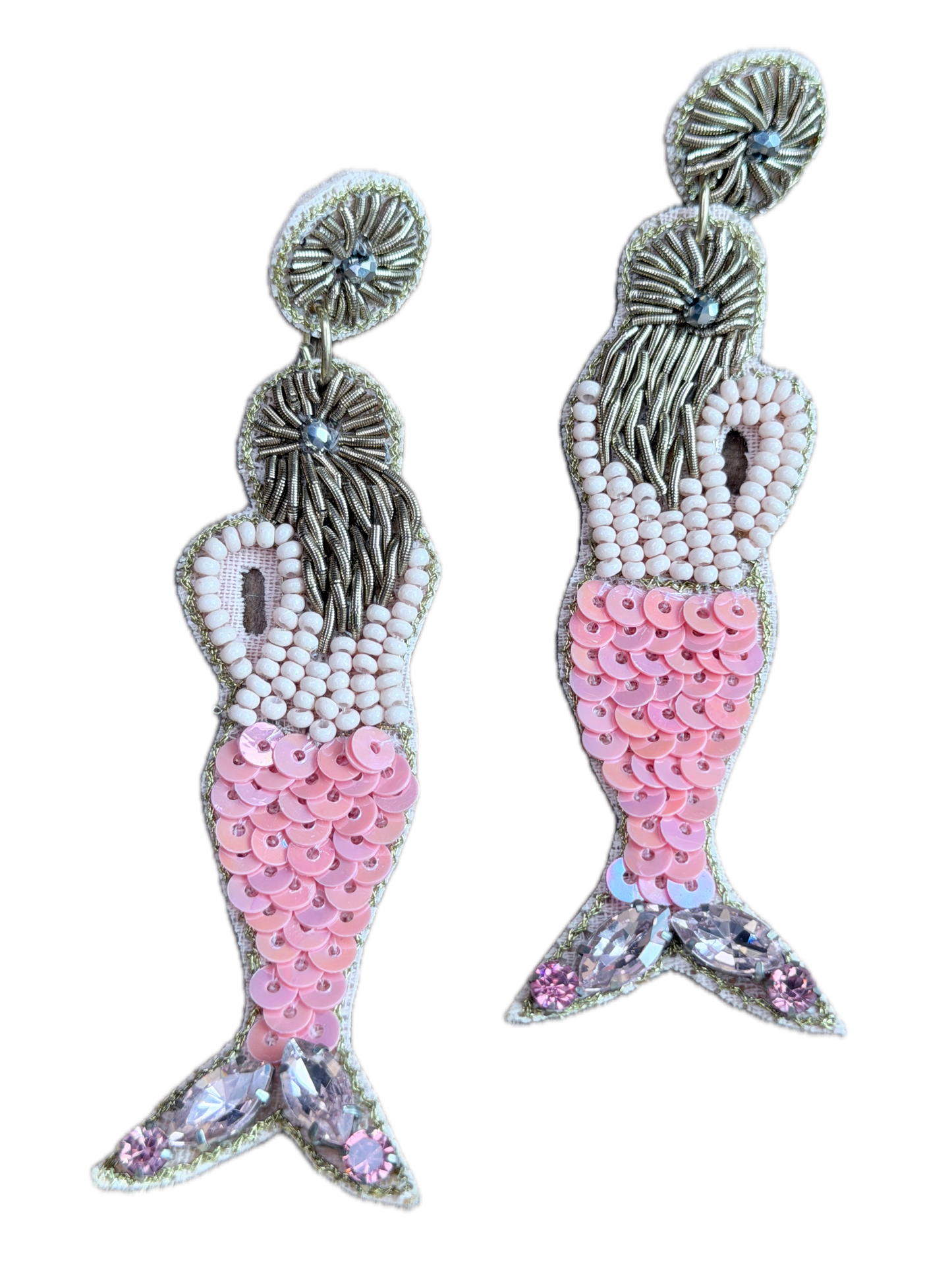 Beaded Pink Mermaid Earrings