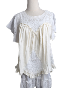 Oli & Hali- Washed Lace Ruffle Hem Tunic (Cream)