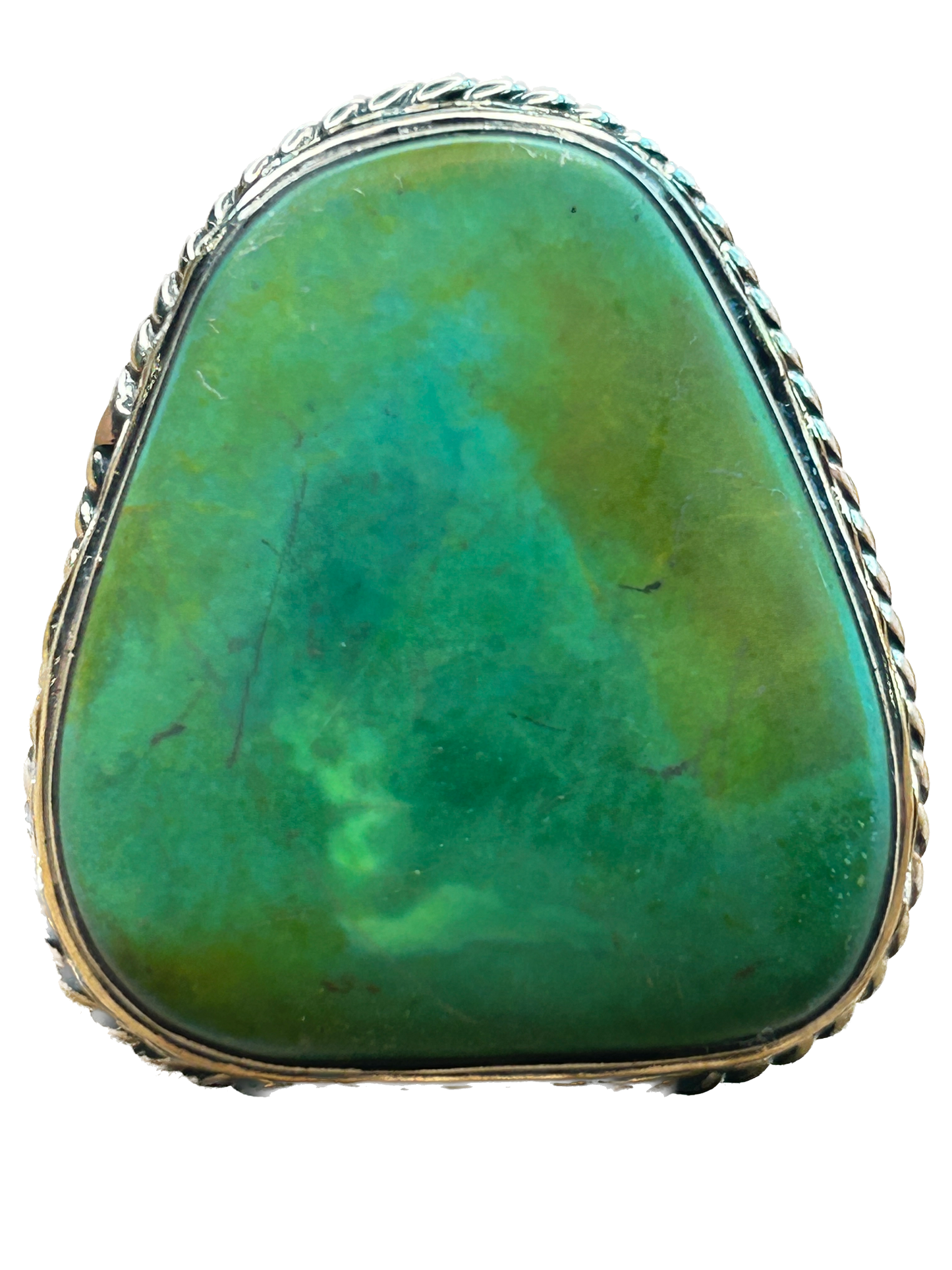 German Silver Green Trapezoid Turquoise Ring B