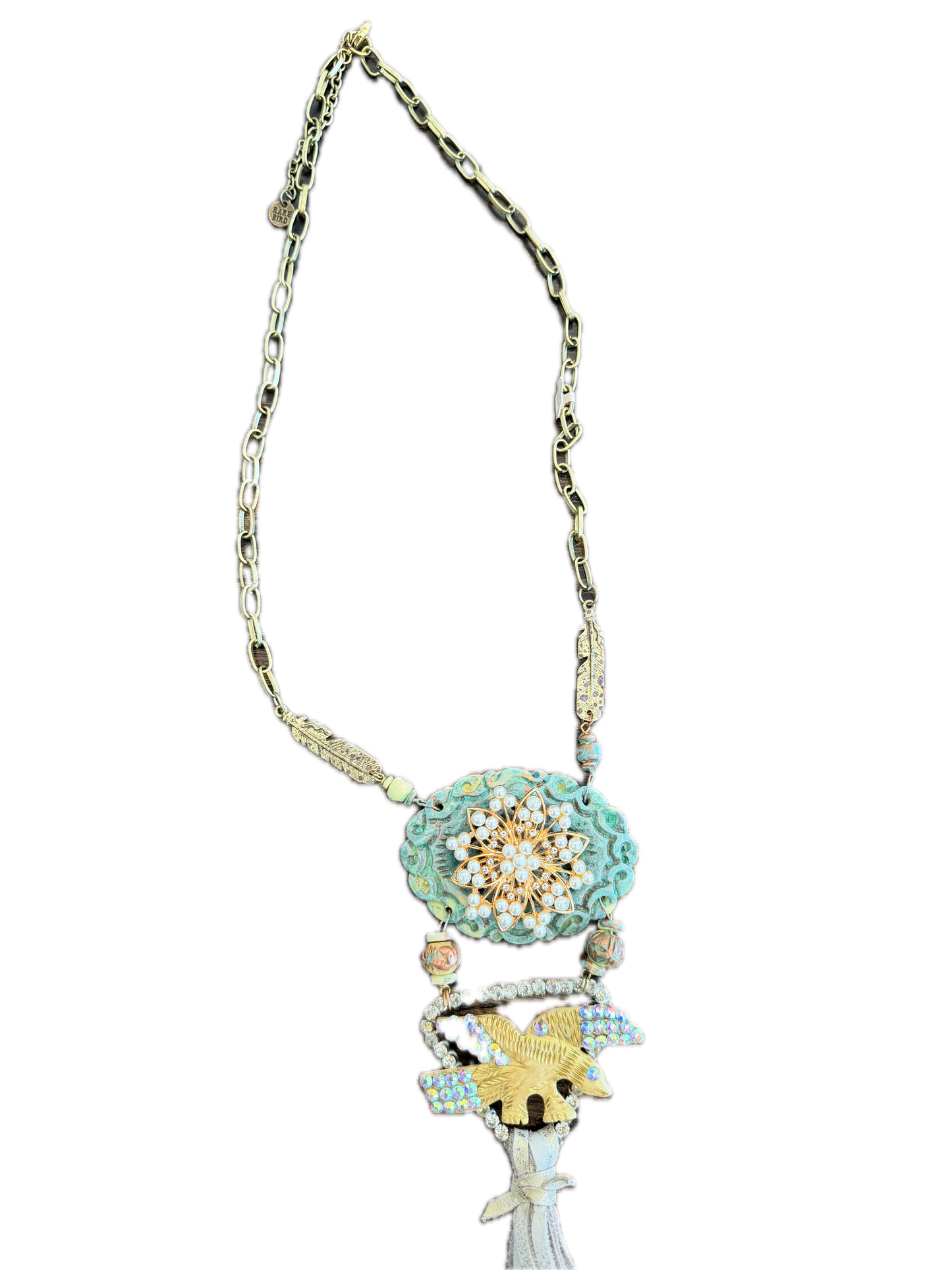 A Rare Bird- Golden Rhinestone Eagle Necklace