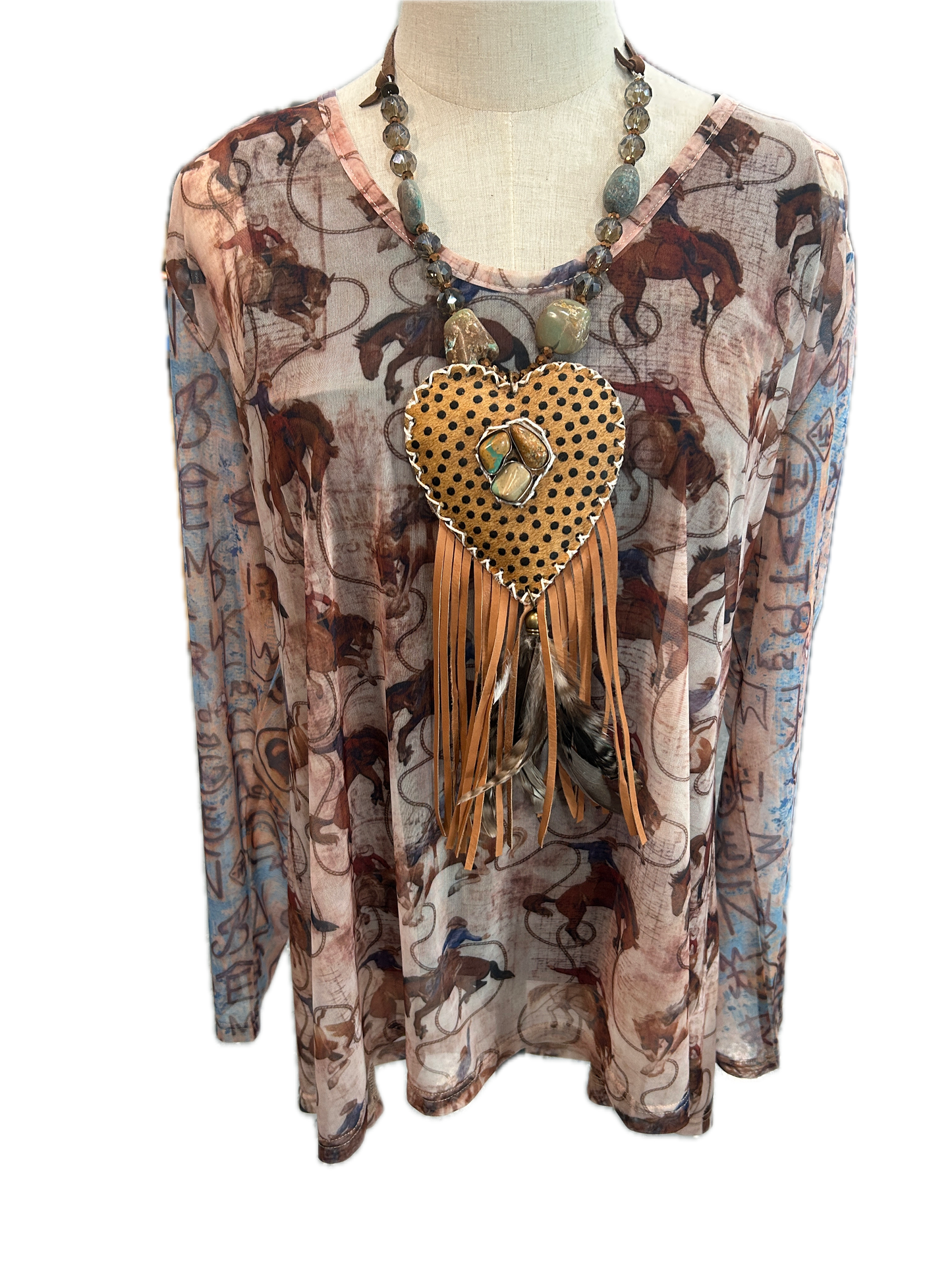Rare Bird- Mesh Shirt (Rope Em Cowboy) *Final Sale*
