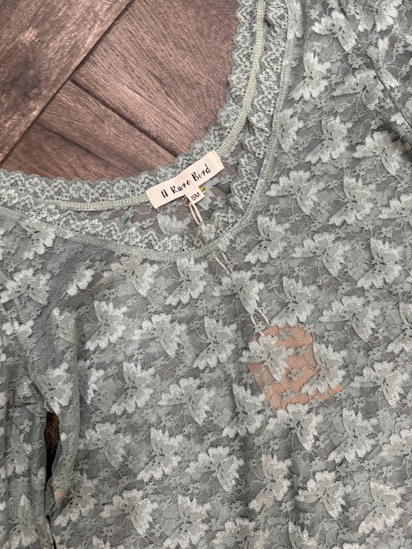SALE Rare Bird- Lace Layer Shirt Sage