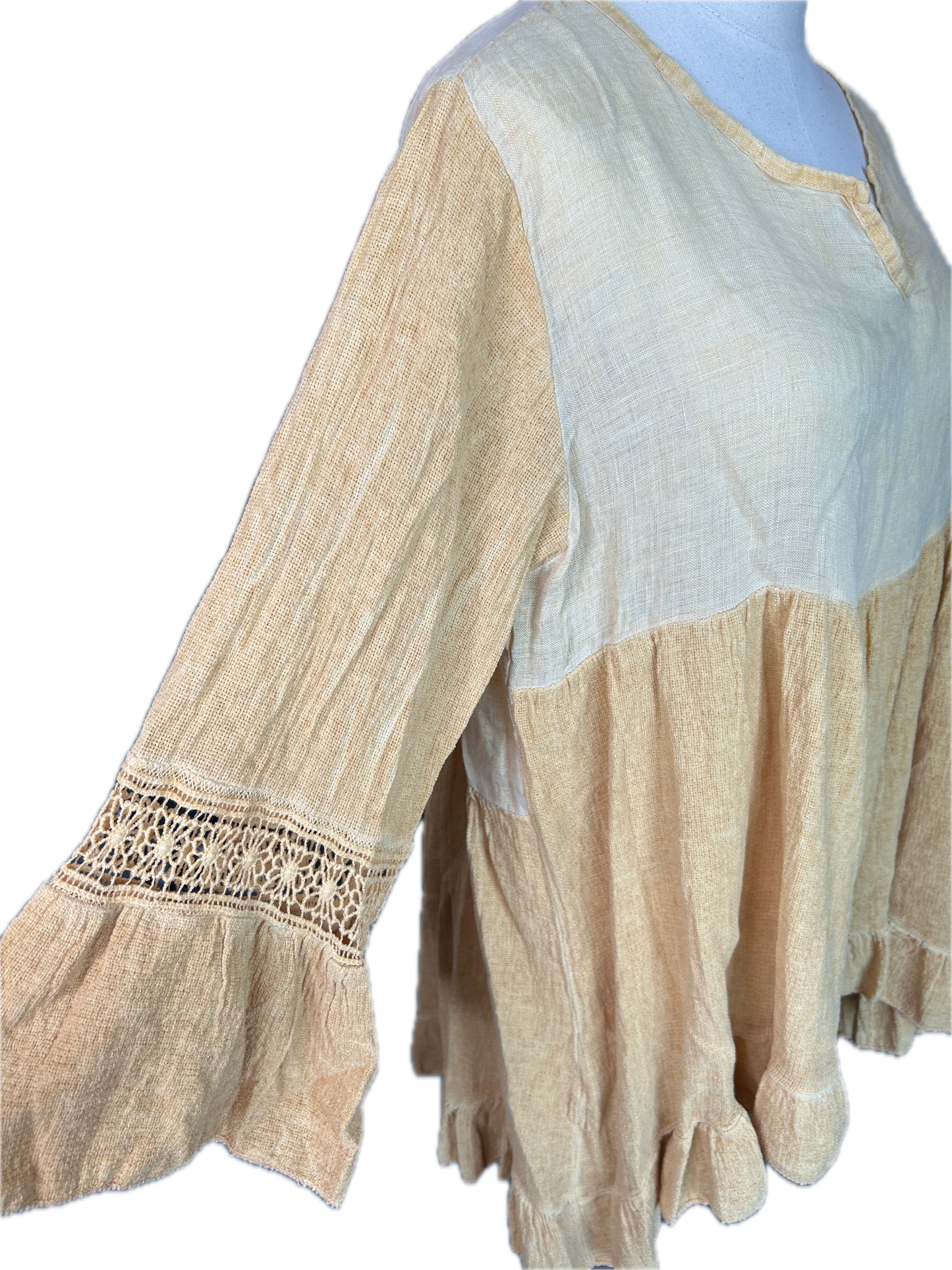 Ruffled Cotton Linen Tunic (Mustard) *Final Sale*