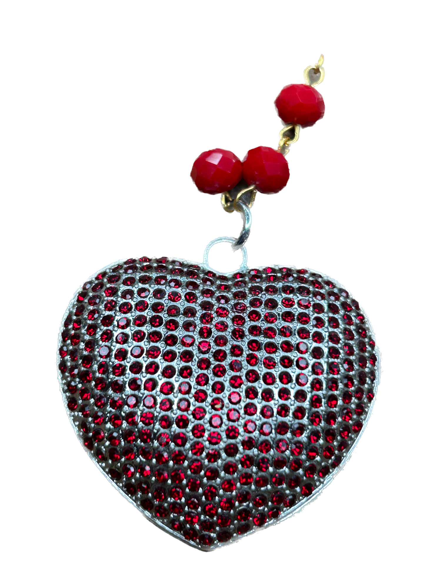 Red Rhinestone Heart Necklace A