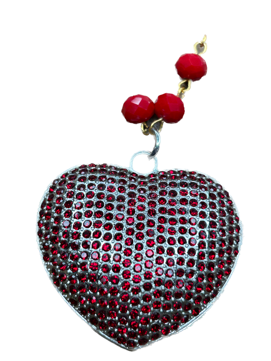 Red Rhinestone Heart Necklace A