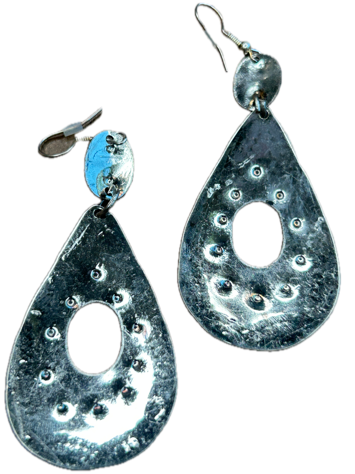 Sunburst Silver Teardrop Earrings