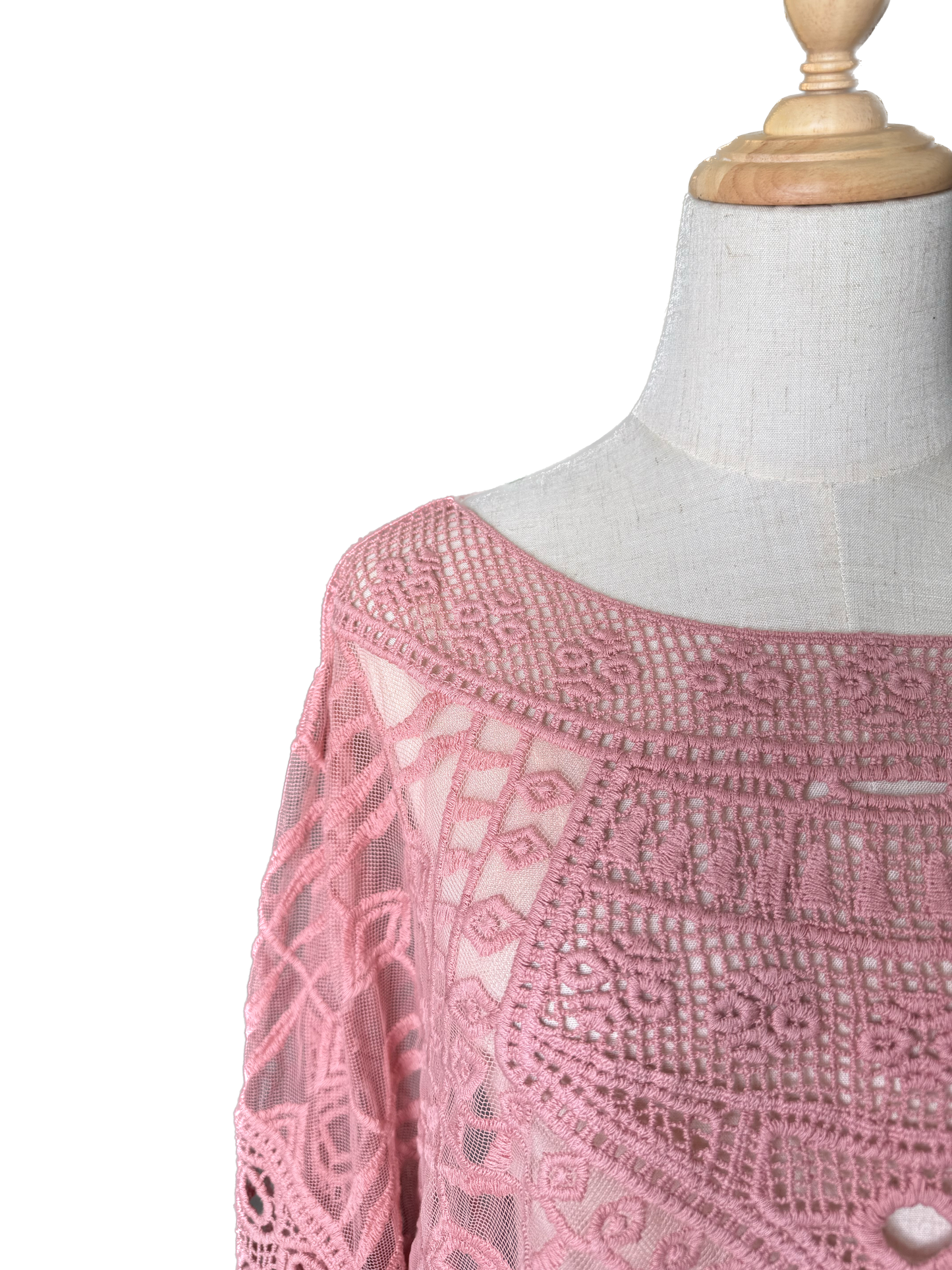 Origami- Crochet and Lace Poncho Top (Mauve)