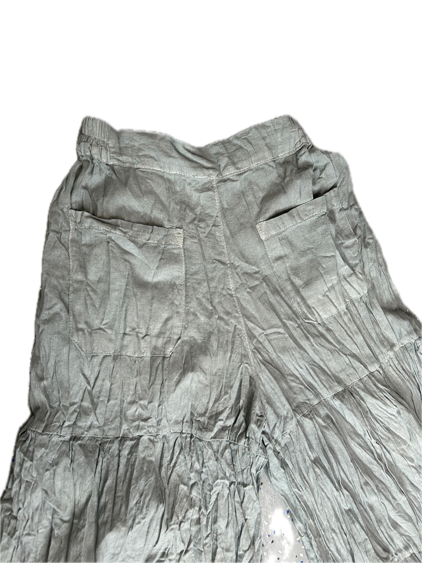 Tiered Cotton Pants (Aqua Grey)