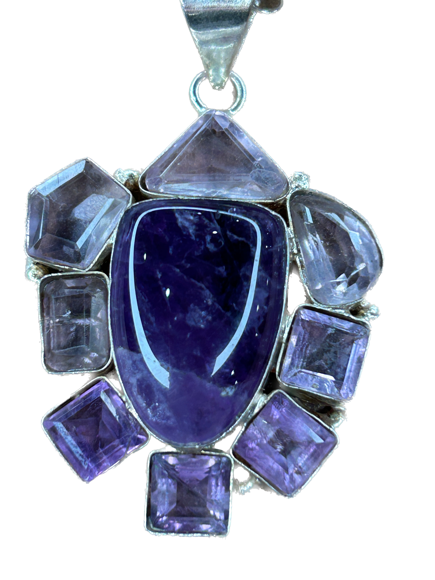 German Silver Dainty Amethyst Cluster Necklace