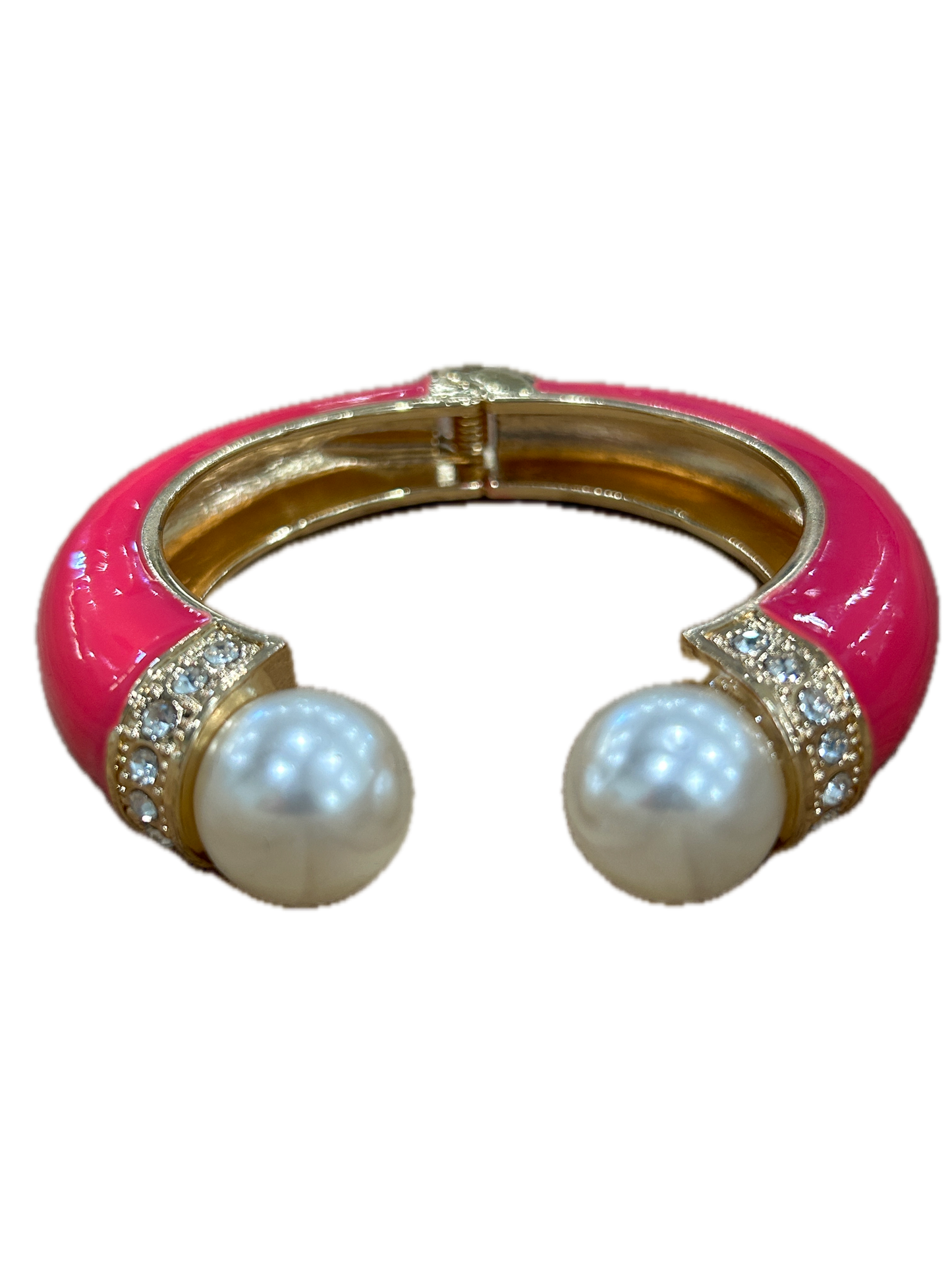 Beautiful Bangle in Dark Pink (Pearl, Gold and Rhinestone accented)