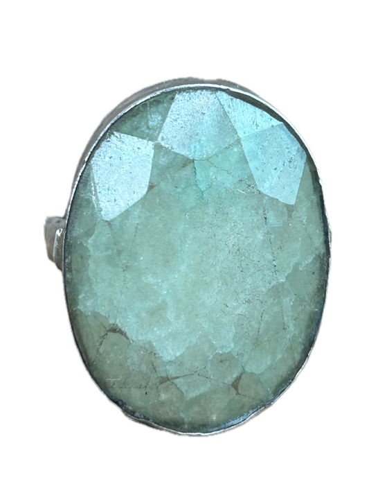 German Silver Dainty Aquamarine Ring