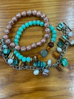 Rose Gold Dangle Stack-Set of 3