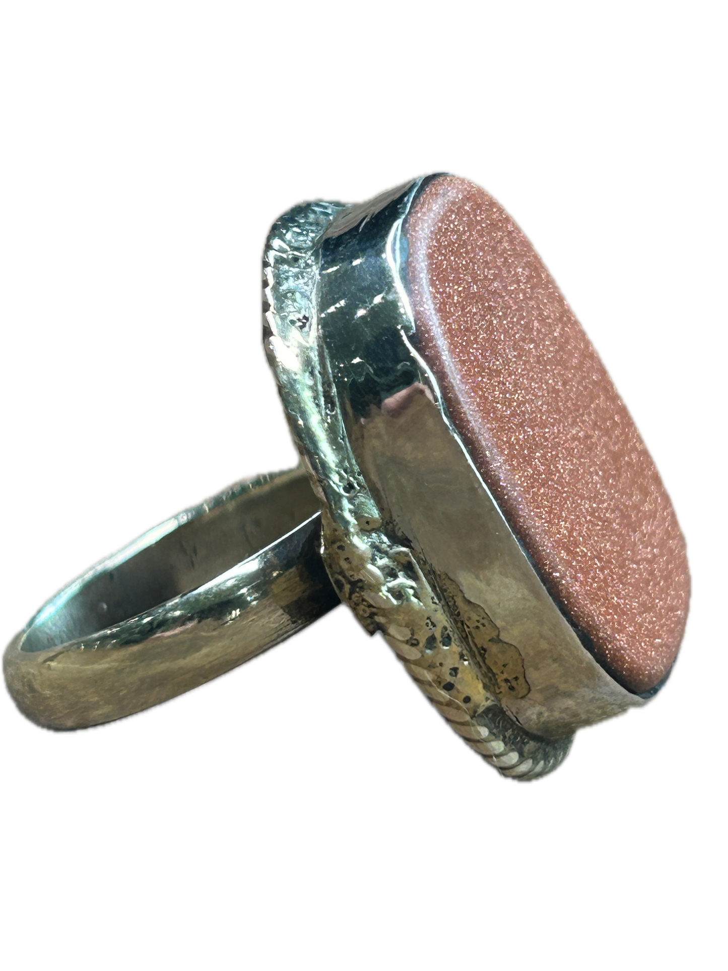 German Silver Dainty Goldstone Ring