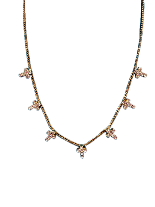 Mini Cross Necklace Rhinestone