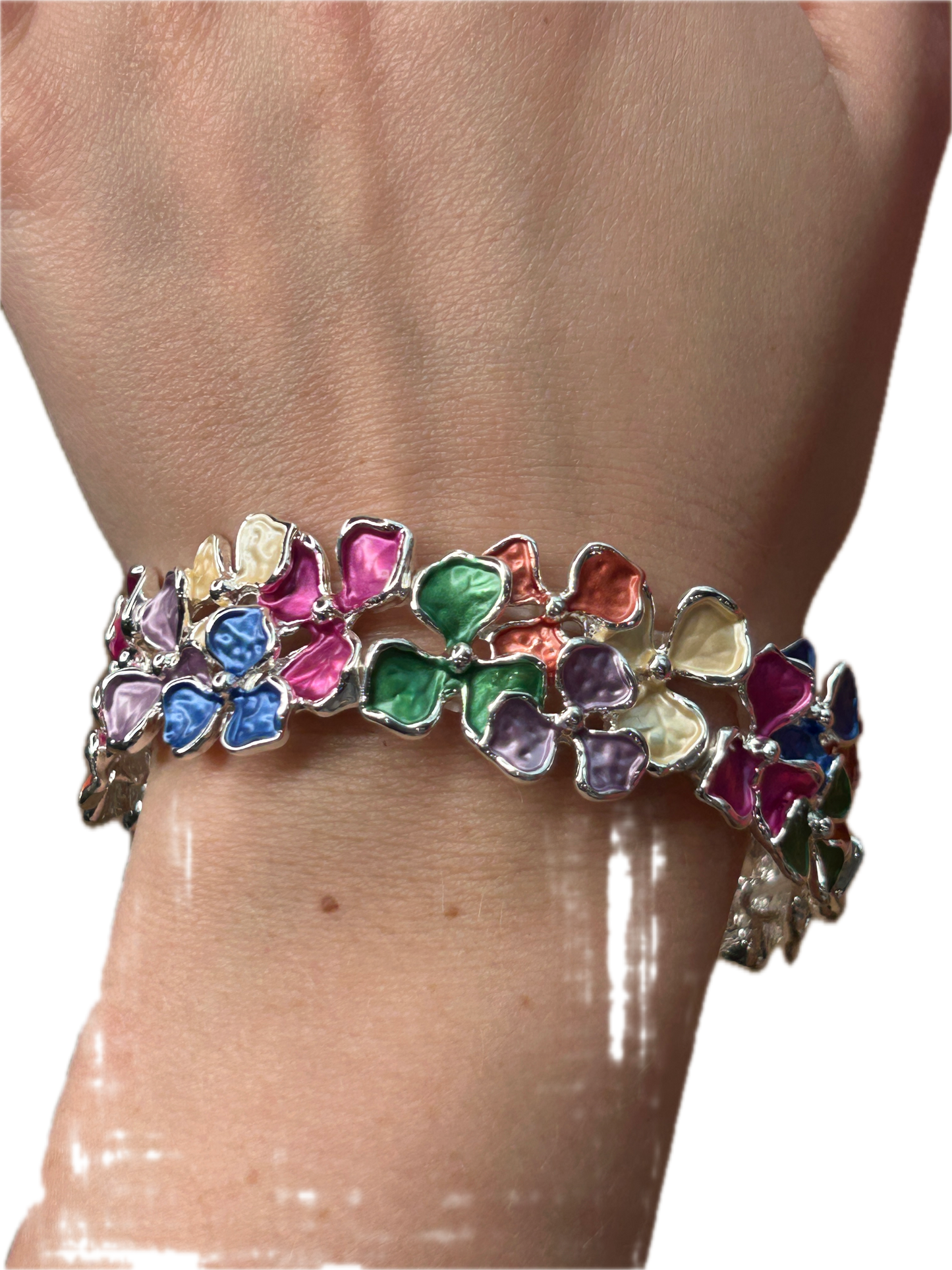 Multi Color Gold Flower Stretch Bracelet