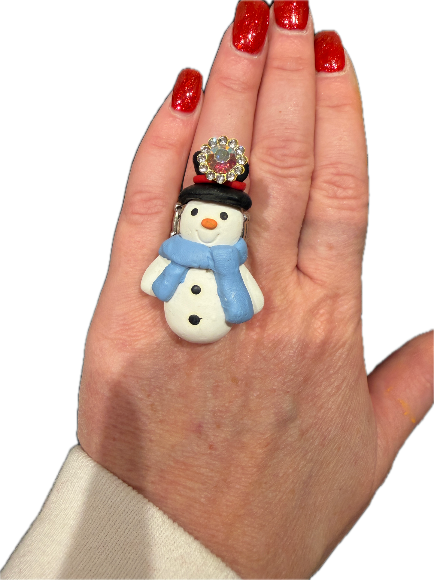 Blue Scarf Snowman Stretch Ring - ERR ORIGINAL -